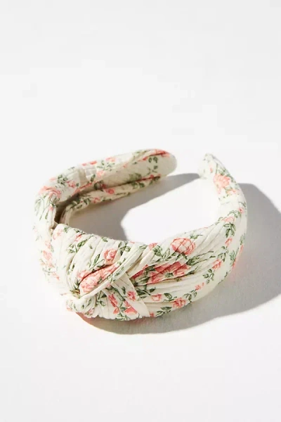 By Anthropologie Everly Floral Quilted Knot Headband In Pink