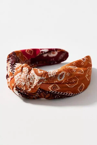 By Anthropologie Everly Paisley Knot Headband In Green