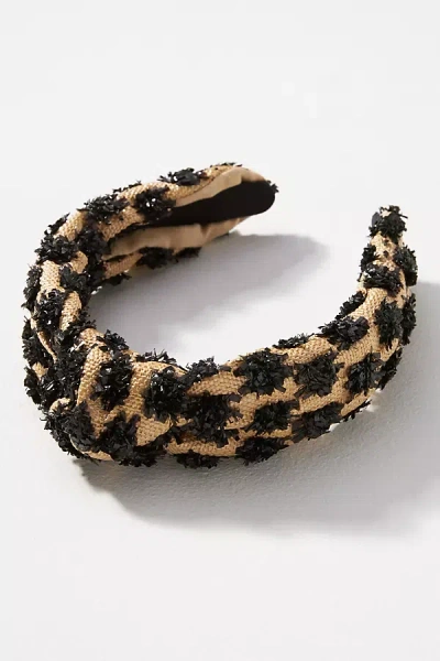 By Anthropologie Everly Raffia Knot Headband In Black