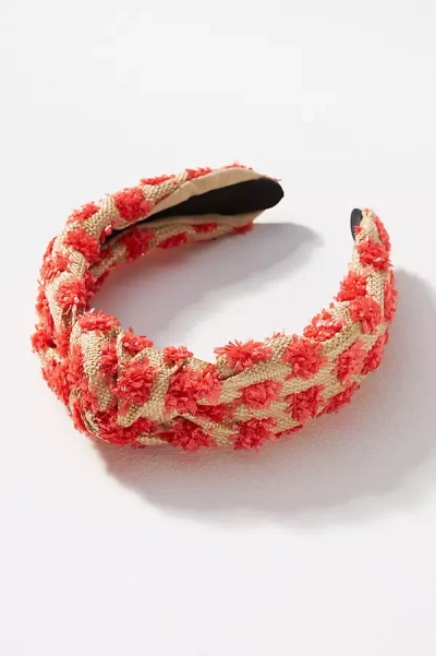 By Anthropologie Everly Raffia Knot Headband In Red