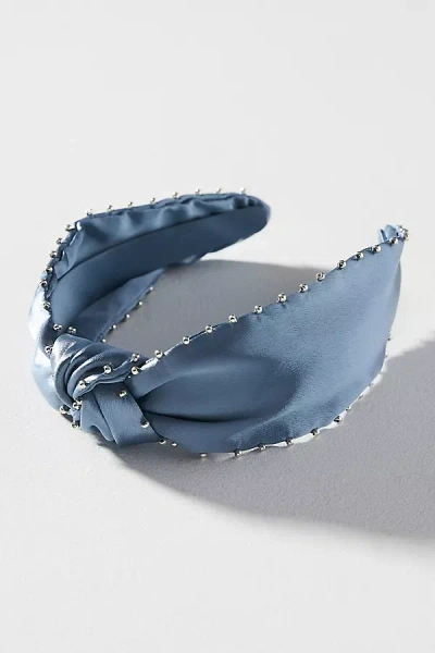 By Anthropologie Everly Satin Studded Knot Headband In Grey