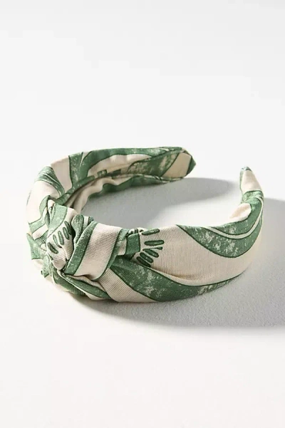 By Anthropologie Everly Shell Knot Headband In Green