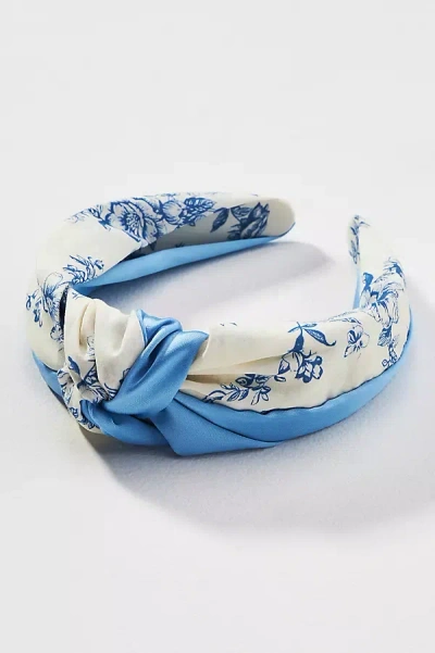 By Anthropologie Everly Toile Knot Headband In Blue