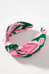By Anthropologie Everly Vibrant Print Knot Headband In Green