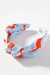By Anthropologie Everly Vibrant Print Knot Headband In Orange