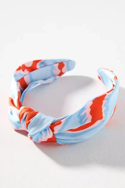 By Anthropologie Everly Vibrant Print Knot Headband In Orange