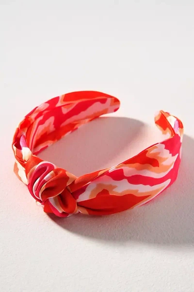 By Anthropologie Everly Vibrant Print Knot Headband In Pink
