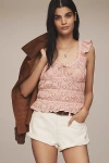 By Anthropologie Eyelet Flutter-sleeve Blouse