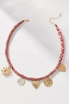 By Anthropologie Fabric Multi Charm Necklace In Pink