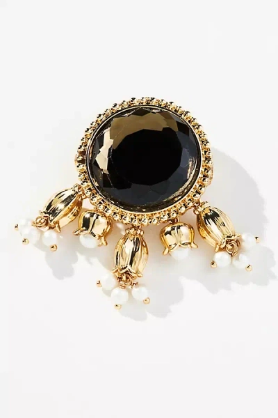 By Anthropologie Faceted Stone Brooch In Gold