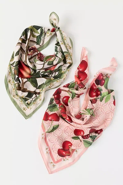 By Anthropologie Fall Fruits Hair Scarves, Set Of 2 In Red