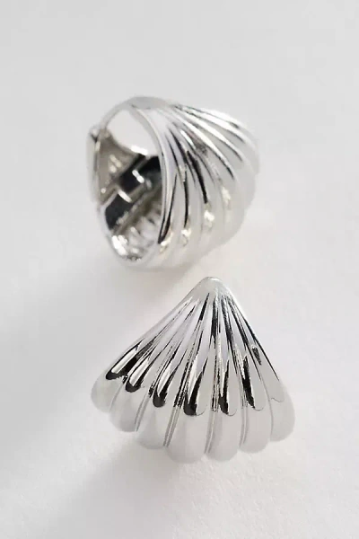 By Anthropologie Fanned Huggie Hoop Earrings In Metallic