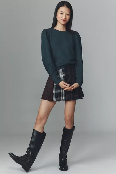 By Anthropologie Fastened Puff-sleeve Pullover In Black