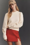 By Anthropologie Fastened Puff-sleeve Pullover In White