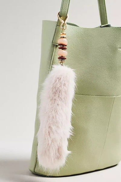 By Anthropologie Faux-fur Beaded Bag Charm In Green