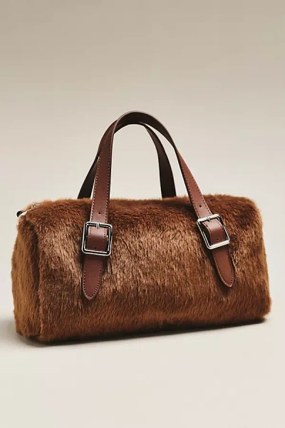 By Anthropologie Faux Fur Boxy Satchel In Brown