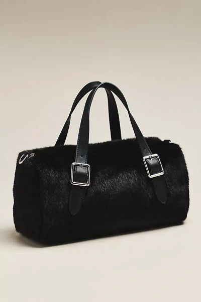 By Anthropologie Faux Fur Boxy Satchel In Black