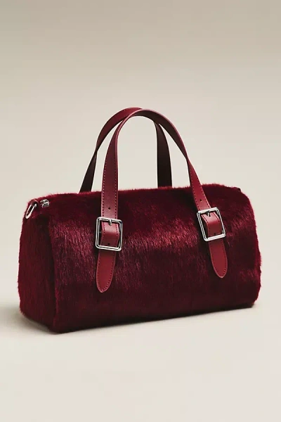 By Anthropologie Faux Fur Boxy Satchel In Red