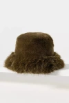 By Anthropologie Faux-fur Bucket Hat In Brown