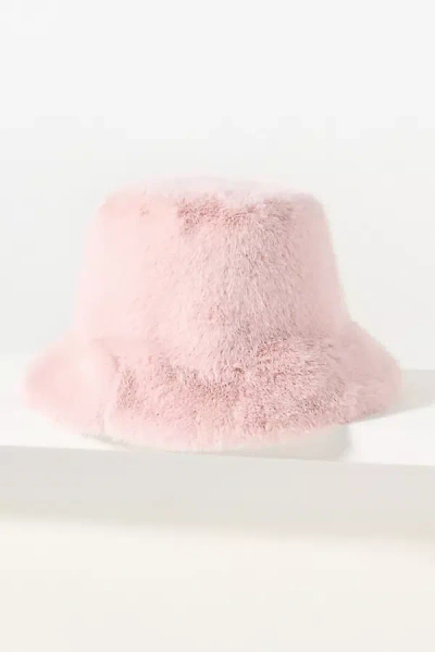 By Anthropologie Faux Fur Bucket Hat In Purple