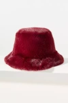 By Anthropologie Faux Fur Bucket Hat In Red