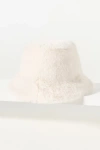By Anthropologie Faux Fur Bucket Hat In White
