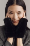 By Anthropologie Faux-fur Fingerless Gloves In Black