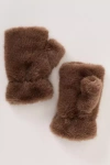 By Anthropologie Faux-fur Fingerless Gloves In Brown