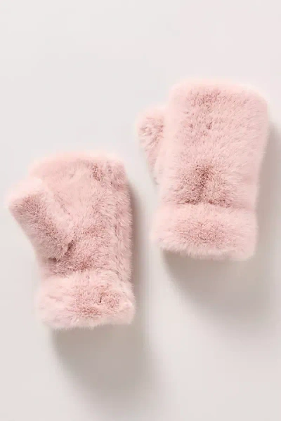 By Anthropologie Faux-fur Fingerless Gloves In Pink