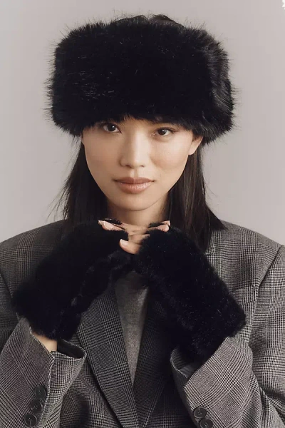 By Anthropologie Faux-fur Headband In Black
