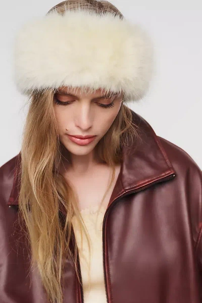By Anthropologie Faux Fur Headband In White