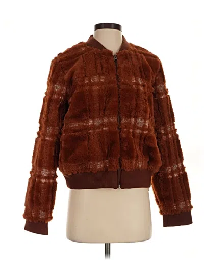 Pre-owned By Anthropologie Faux Fur Jacket In Brown