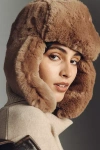 By Anthropologie Faux Fur Printed Trapper Hat In Brown
