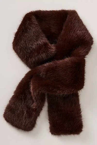 By Anthropologie Faux-fur Scarf In Brown