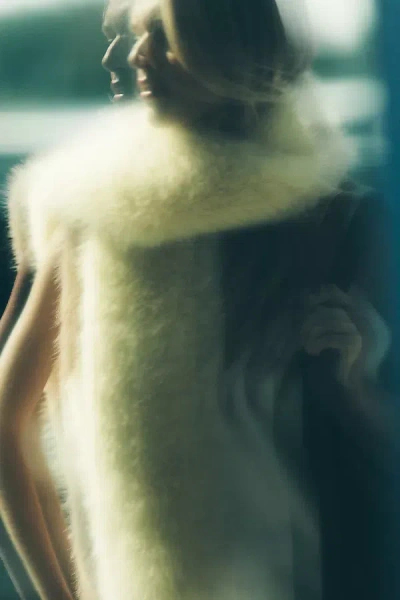 By Anthropologie Faux-fur Scarf In Green