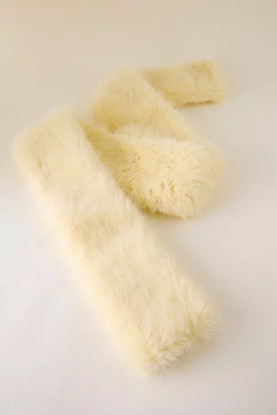 By Anthropologie Faux-fur Scarf In Yellow
