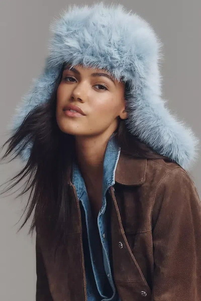 By Anthropologie Faux-fur Trapper Hat In Blue