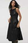 By Anthropologie Faux-leather A-line Midi Dress In Black