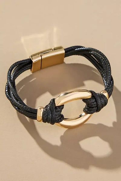 By Anthropologie Faux-leather Knot Hardware Bracelet In Black