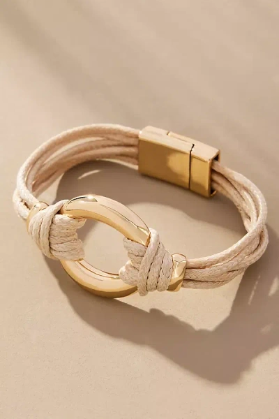 By Anthropologie Faux-leather Knot Hardware Bracelet In Sand