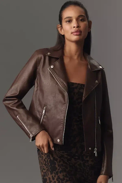 By Anthropologie Faux-leather Moto Jacket In Brown