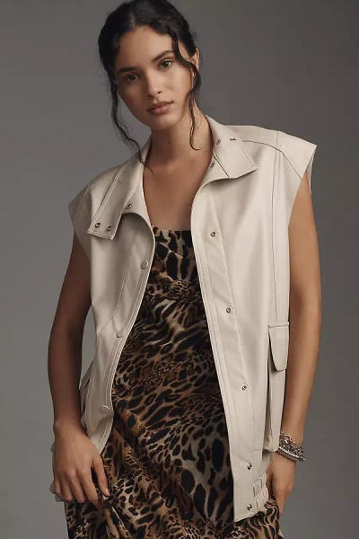 By Anthropologie Faux Leather Oversized Vest In Multicolor