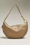 By Anthropologie Faux-leather Rounded Buckle Slouchy Bag In Sand