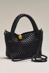 By Anthropologie Faux Leather Woven Satchel In Black