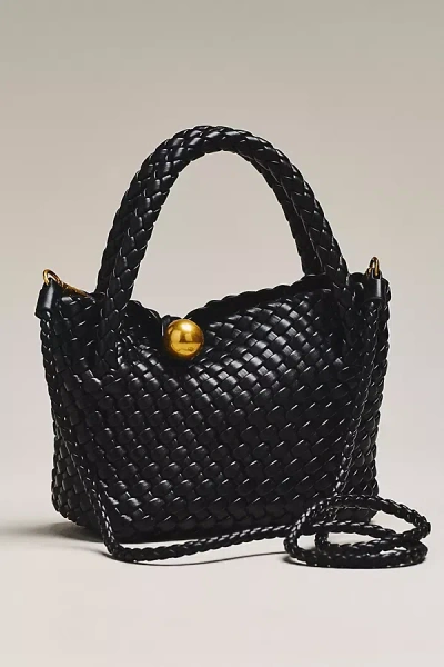 By Anthropologie Faux Leather Woven Satchel In Black