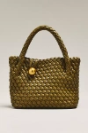 By Anthropologie Faux Leather Woven Satchel In Green