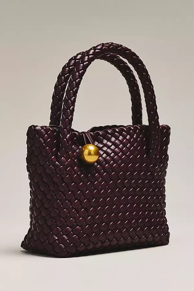 By Anthropologie Faux Leather Woven Satchel In Purple