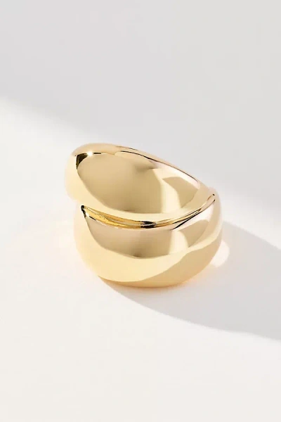 By Anthropologie Faux Stacked Metal Cocktail Ring In Gold