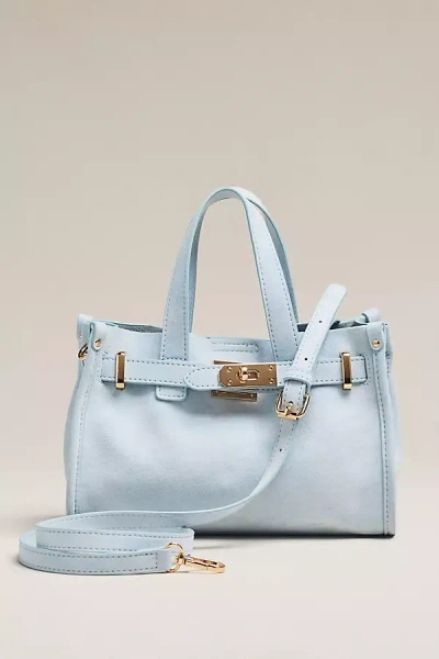 By Anthropologie Faux Suede Belted Mini Satchel In Blue