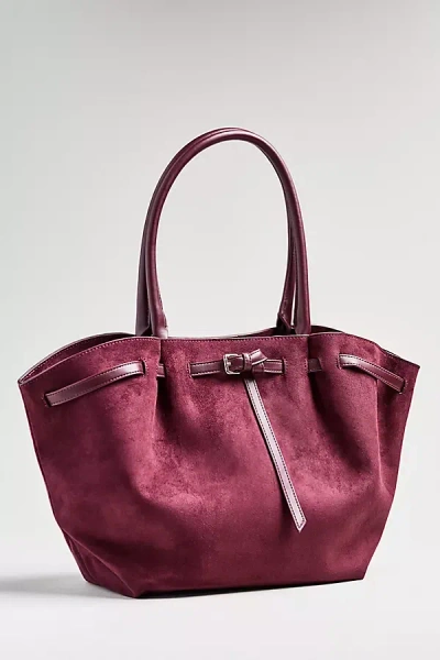 By Anthropologie Faux-suede Belted Tote In Purple